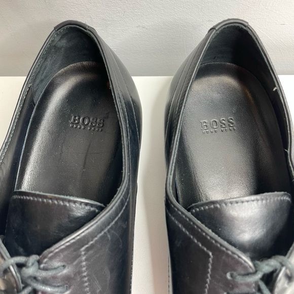 Hugo Boss Black Leather Lace Up Dress Oxfords Square Toe Formal Shoes Sz 11 - Picture 6 of 7